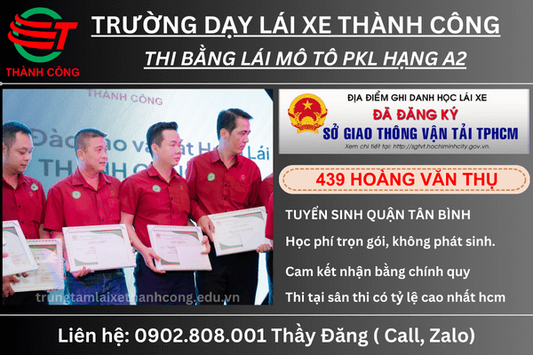 thi bằng lái mô tô a2 tại tân bình