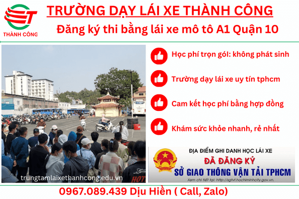 thi bằng lái xe a1 quận 10