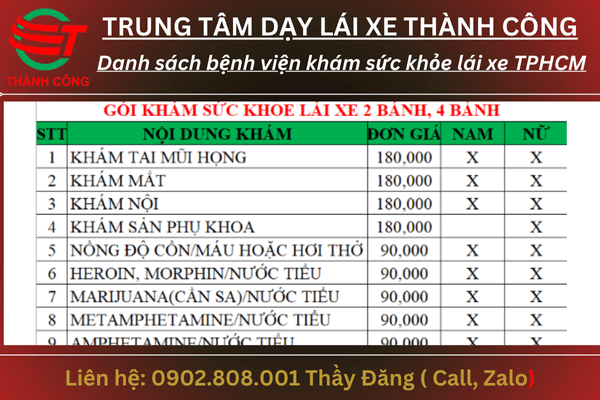 bệnh viện khám sức khỏe lái xe