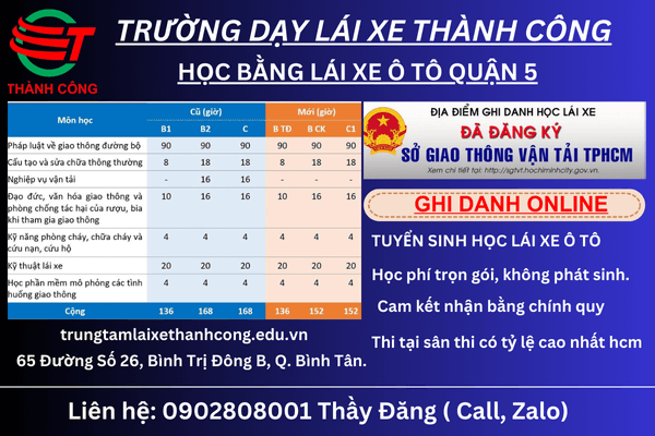 chương trình học bằng lái xe ô tô quận 5